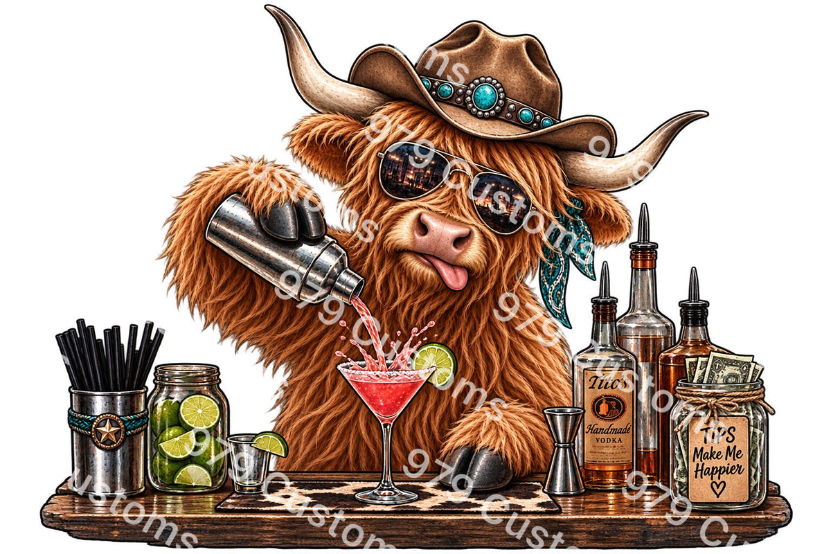 Bartending Highland Cow PDF
